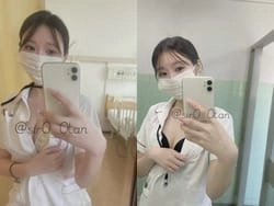 新人看護師が職場でこっそりナース服でパイチラ