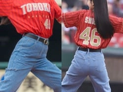 乃木坂46久保史緒里が始球式でパン線くっきり大人パンツだとバレる