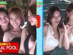 関西テレビで放送されたナイトプール水着女子がエロすぎる