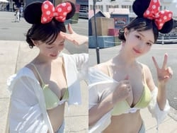 えっちな露出したディズニー下着女が嫉妬されてXで炎上中