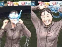 メ～テレ小松﨑花菜アナが生中継中びしょ濡れで巨乳が透けて乳首浮く放送事故